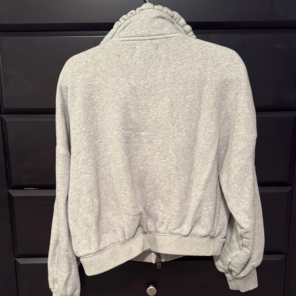 Free People Gray CeCe Oversized Zip Sweatshirt M EUC - Picture 6 of 9